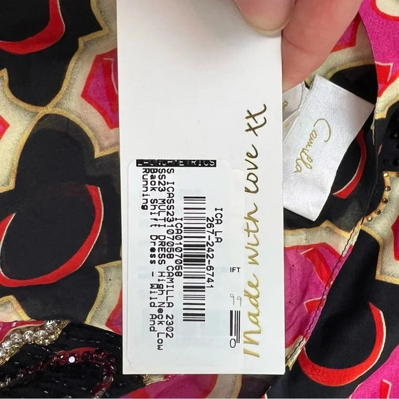 NWT Camilla Embellished Silk Shift Dress Wild and Running - Picture 10 of 14